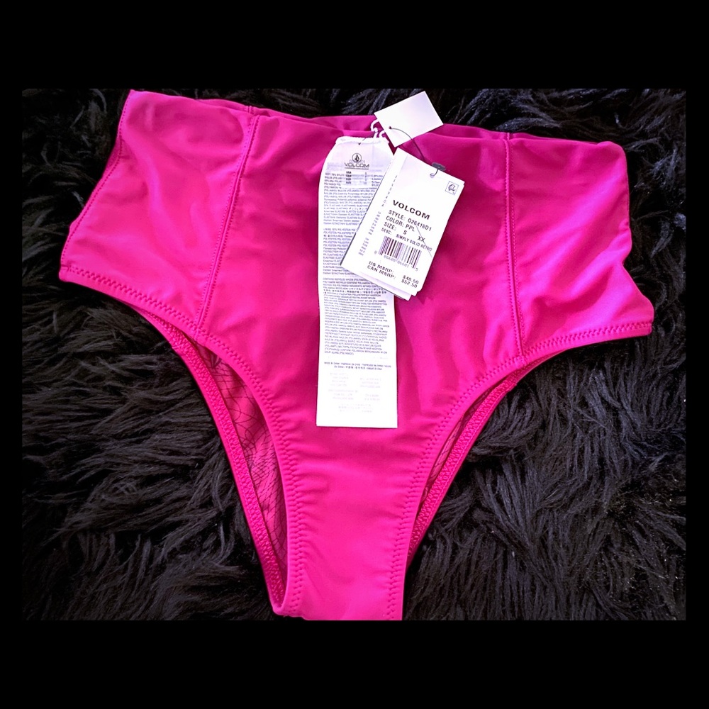 Volcom fushia pink high rise bikini bottom.